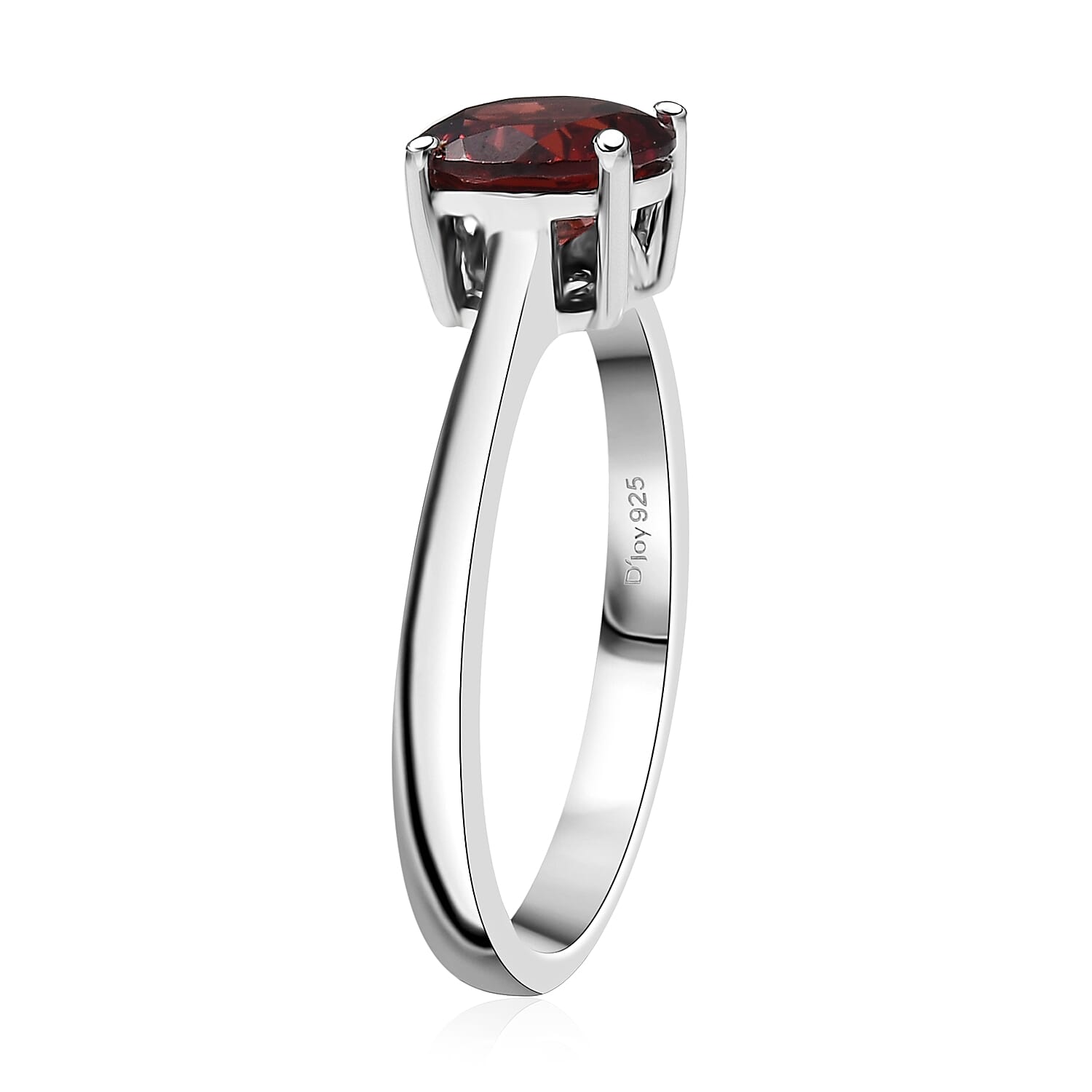 D'Joy Mozambique Garnet 1.50 ctw Solitaire Ring in Rhodium Over Sterling Silver (Size 8.0)