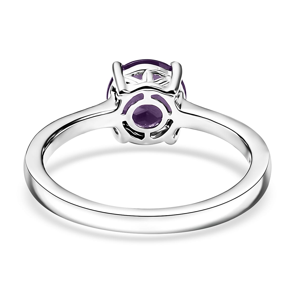D'Joy African Amethyst 1.20 ctw Solitaire Ring in Rhodium Over Sterling Silver (Size 5.0)