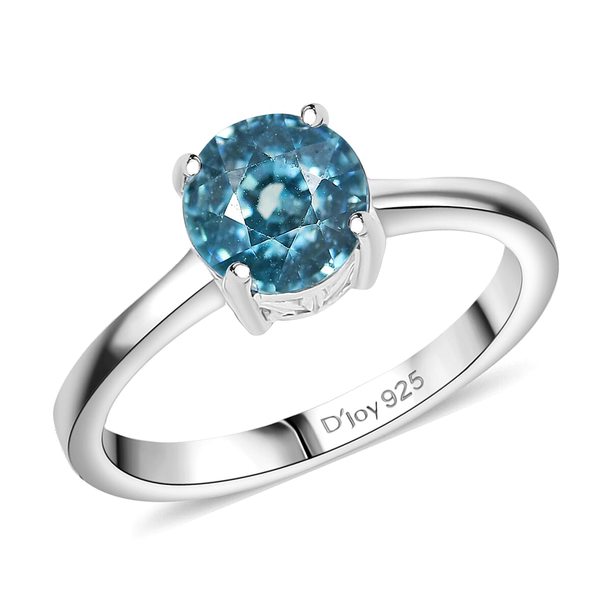 D'Joy Cambodian Blue Zircon 2.10 ctw Ring in Rhodium Over Sterling Silver (Size 5.0) image number 0