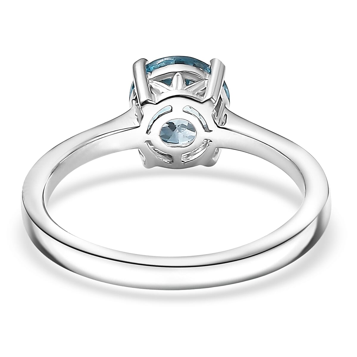 D'Joy Cambodian Blue Zircon 2.10 ctw Ring in Rhodium Over Sterling Silver (Size 5.0) image number 4