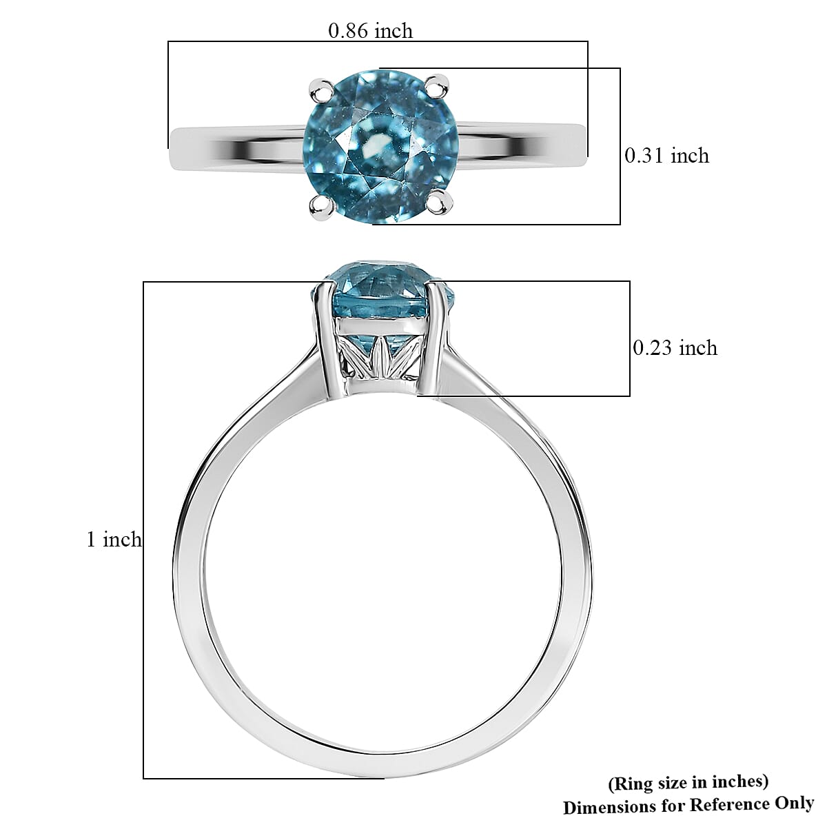 D'Joy Cambodian Blue Zircon 2.10 ctw Ring in Rhodium Over Sterling Silver (Size 5.0) image number 5