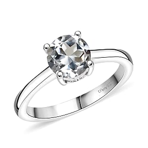 D'Joy White Topaz 1.60 ctw Solitaire Ring in Rhodium Over Sterling Silver (Size 5.0)