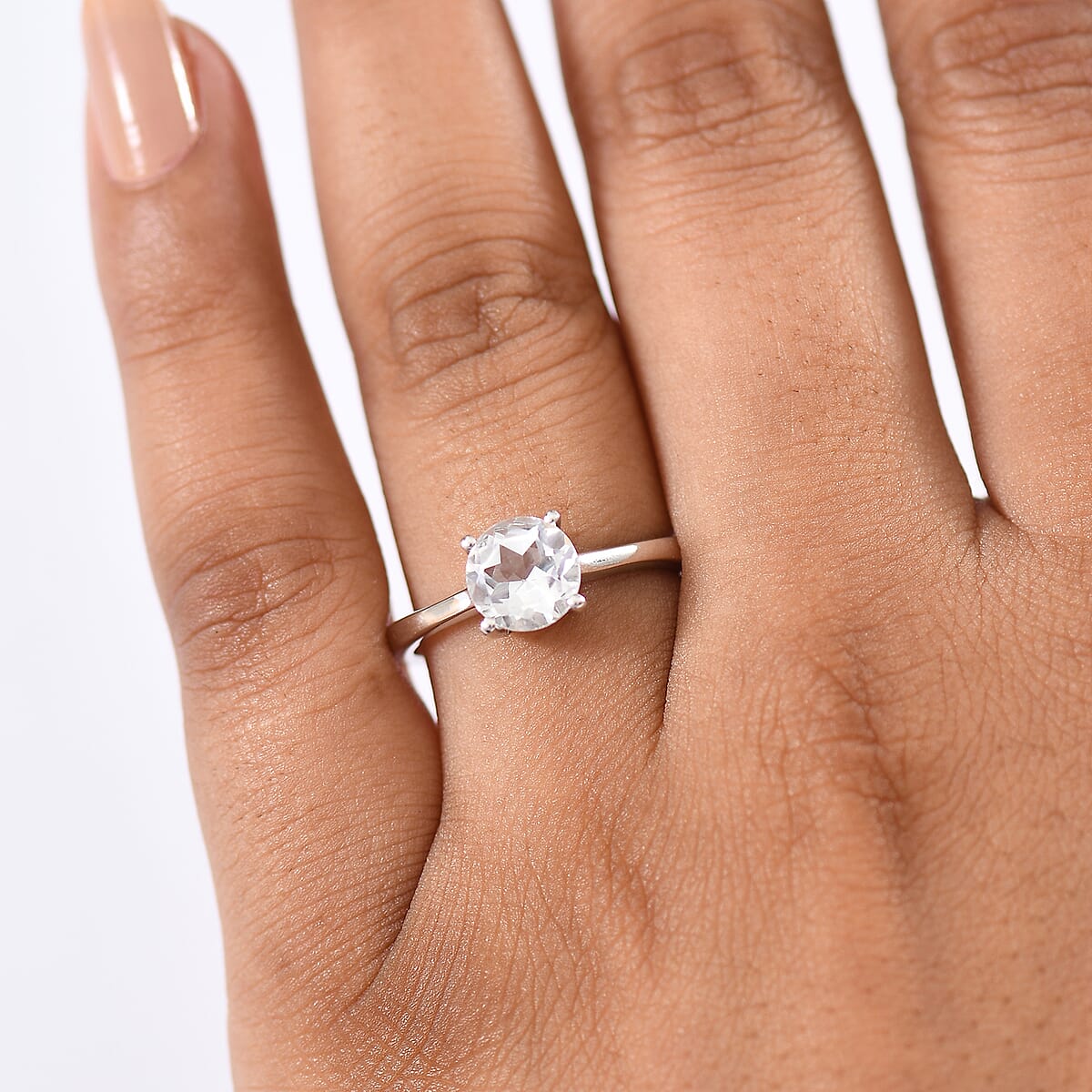 D'Joy White Topaz 1.60 ctw Solitaire Ring in Rhodium Over Sterling Silver (Size 5.0) image number 2