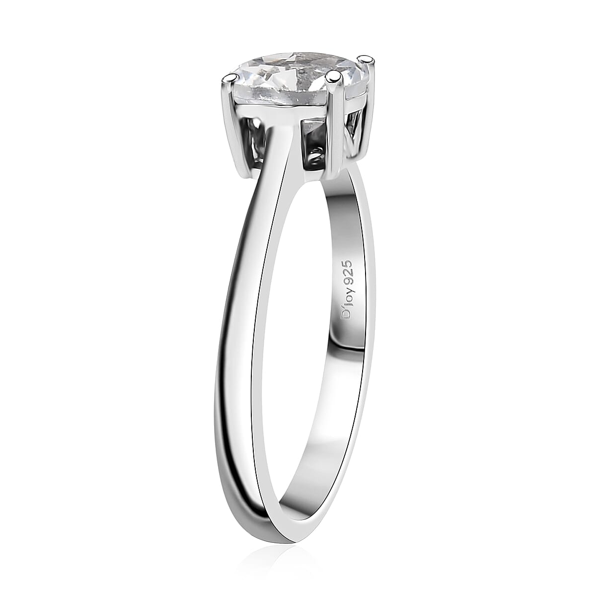 D'Joy White Topaz 1.60 ctw Solitaire Ring in Rhodium Over Sterling Silver (Size 5.0) image number 3