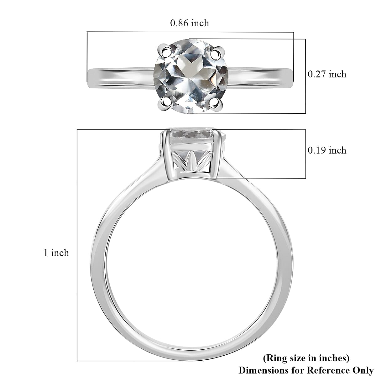 D'Joy White Topaz 1.60 ctw Solitaire Ring in Rhodium Over Sterling Silver (Size 5.0) image number 5