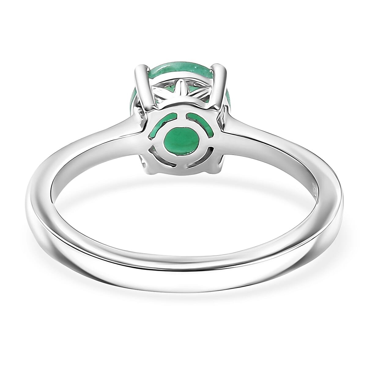 D'Joy Socoto Emerald Solitaire Ring in Rhodium Over Sterling Silver (Size 5.0) 1.15 ctw