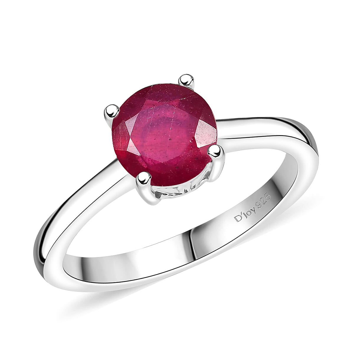 D'Joy Niassa Ruby (FF) 5.0) 2.00 ctw Solitaire Ring in Rhodium Over Sterling Silver (Size 5) image number 0
