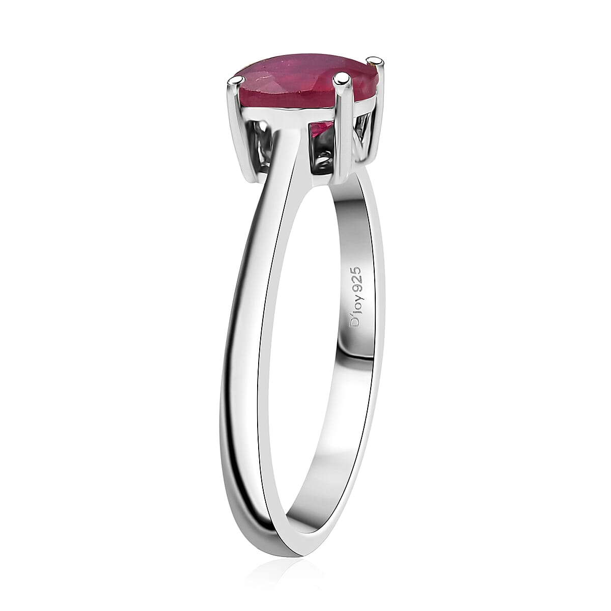D'Joy Niassa Ruby (FF) 5.0) 2.00 ctw Solitaire Ring in Rhodium Over Sterling Silver (Size 5) image number 3
