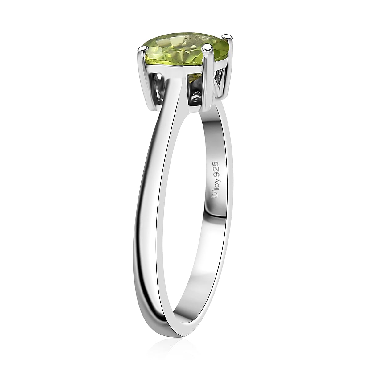 D'Joy Peridot 1.30 ctw Solitaire Ring in Rhodium Over Sterling Silver (Size 5.0) image number 3