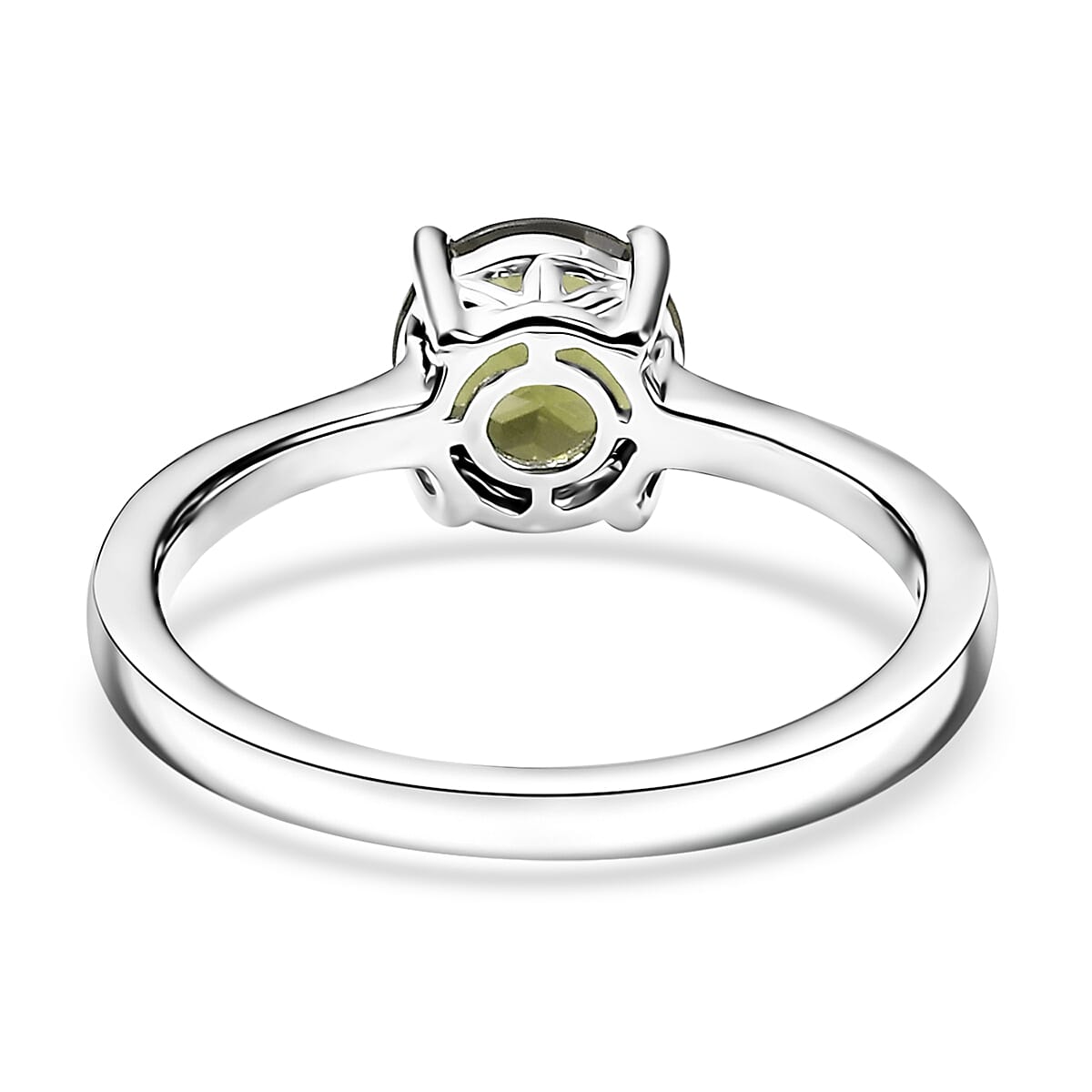 D'Joy Peridot 1.30 ctw Solitaire Ring in Rhodium Over Sterling Silver (Size 5.0) image number 4