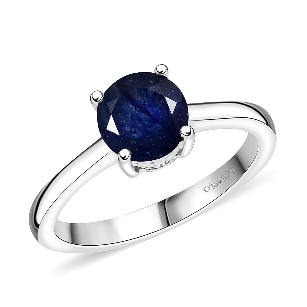 D'Joy Masoala Sapphire (D) 2.10 ctw Solitaire Ring in Rhodium Over Sterling Silver (Size 5.0) image number 0