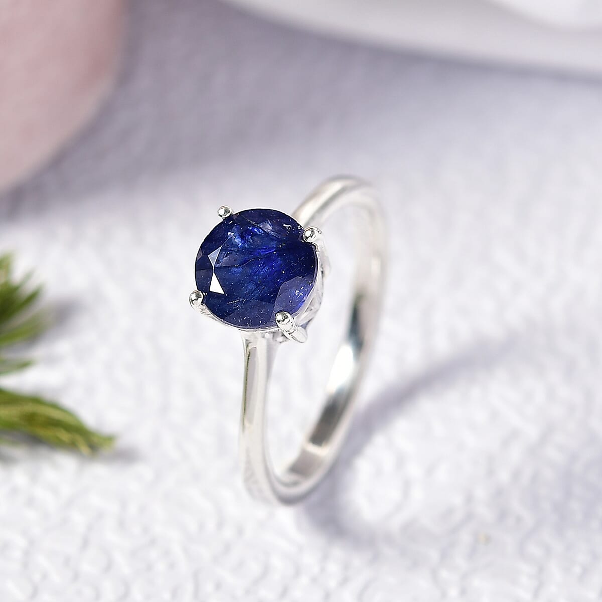 D'Joy Masoala Sapphire (D) 2.10 ctw Solitaire Ring in Rhodium Over Sterling Silver (Size 5.0) image number 1