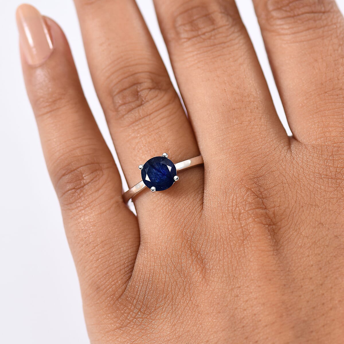 D'Joy Masoala Sapphire (D) 2.10 ctw Solitaire Ring in Rhodium Over Sterling Silver (Size 5.0) image number 2