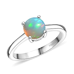 D'Joy Ethiopian Welo Opal 0.85 ctw Solitaire Ring in Rhodium Over Sterling Silver (Size 5.0)