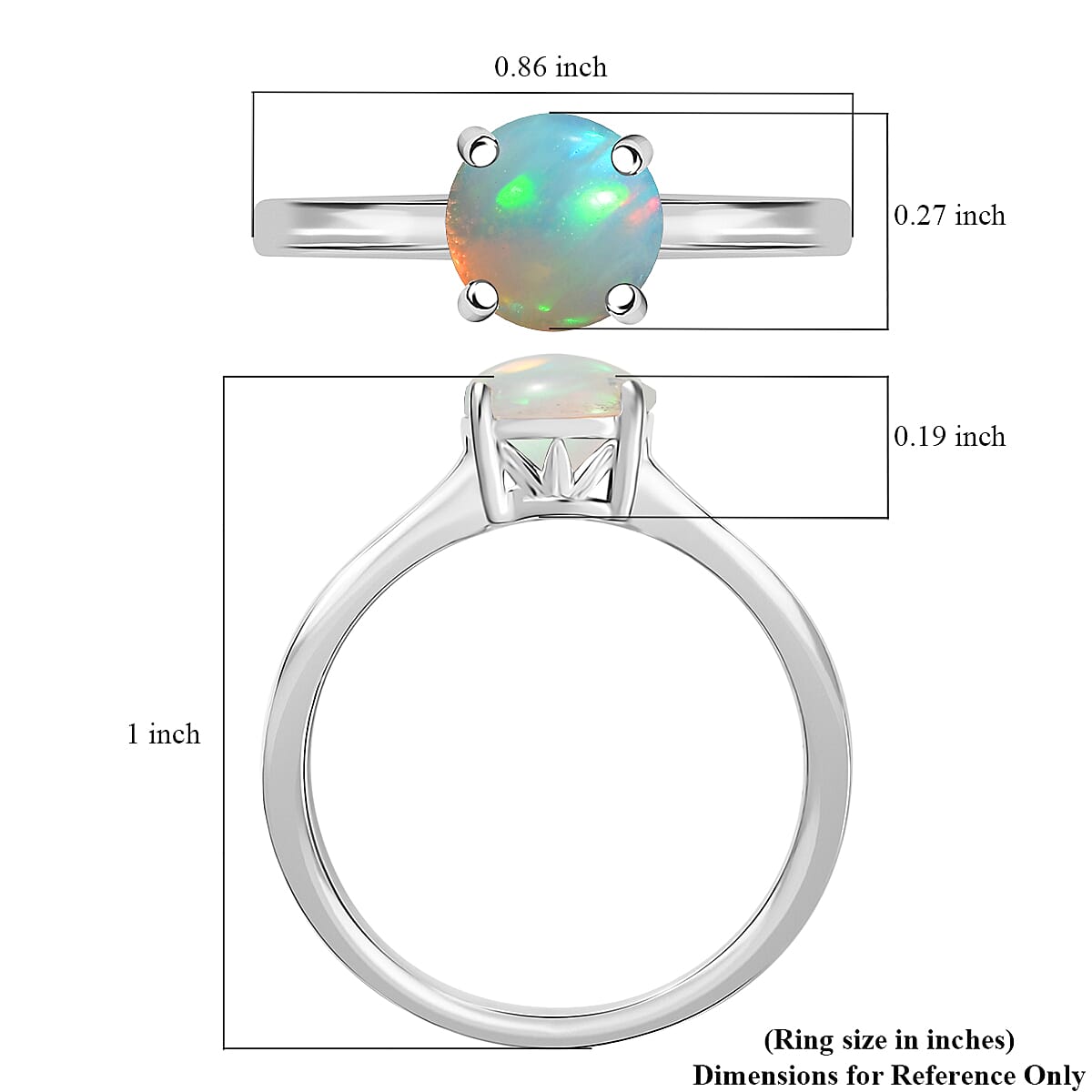 D'Joy Ethiopian Welo Opal 0.85 ctw Solitaire Ring in Rhodium Over Sterling Silver (Size 5.0) image number 5