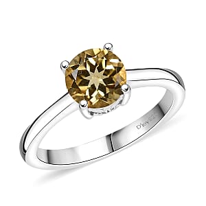 D'Joy Brazilian Citrine 1.30 ctw Solitaire Ring in Rhodium Over Sterling Silver (Size 5.0)