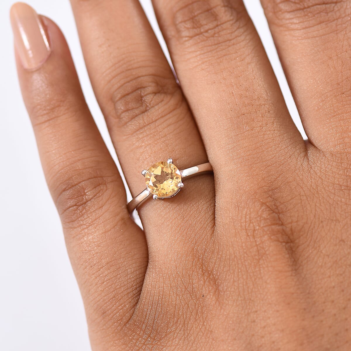 D'Joy Brazilian Citrine 1.30 ctw Solitaire Ring in Rhodium Over Sterling Silver (Size 5.0) image number 2
