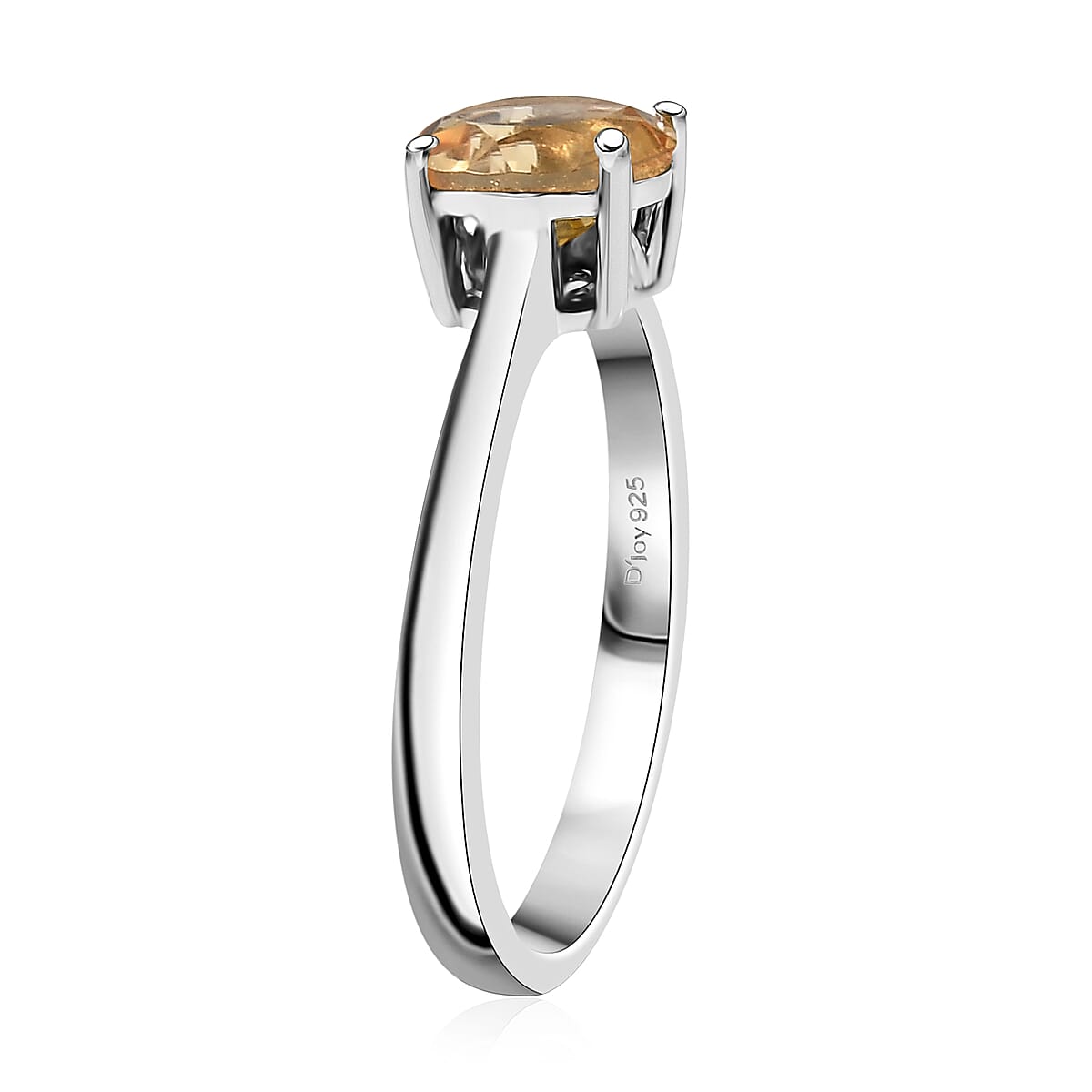 D'Joy Brazilian Citrine 1.30 ctw Solitaire Ring in Rhodium Over Sterling Silver (Size 5.0) image number 3