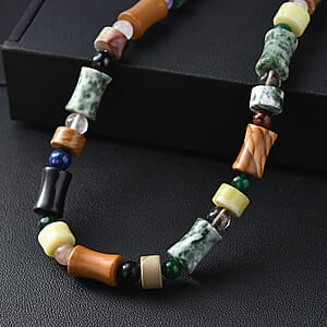Multi Jasper, Multi Gemstone Necklace in Stainless Steel 190.11 ctw (18 Inches)