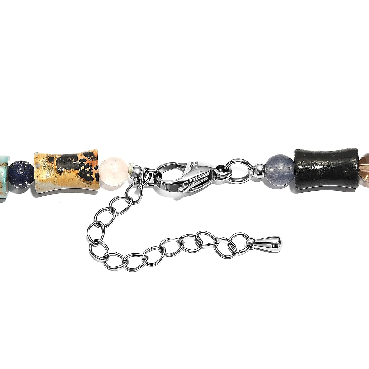 Multi Jasper and Multi Gemstone 190.11 ctw Necklace in Stainless Steel 18 Inches image number 4