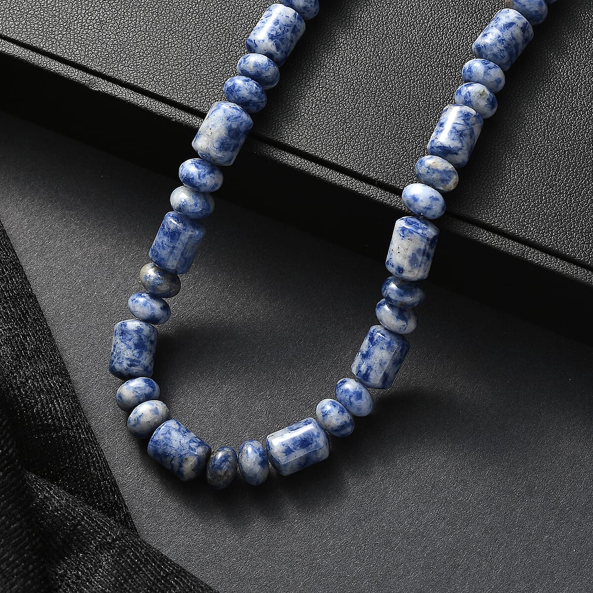EverTrue Sodalite 265.00 ctw Beaded Necklace in Stainless Steel (18 Inches) image number 1