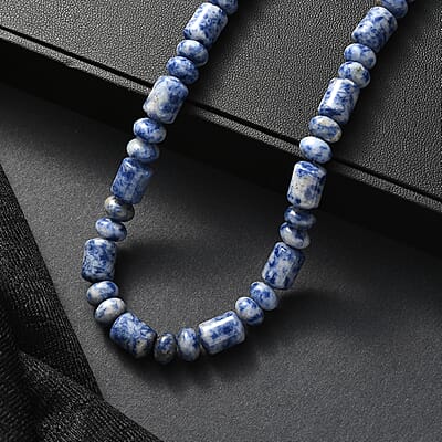 EverTrue Sodalite 265.00 ctw Beaded Necklace in Stainless Steel (18 Inches)