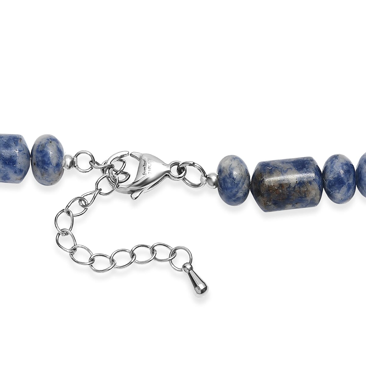 EverTrue Sodalite 265.00 ctw Beaded Necklace in Stainless Steel (18 Inches) image number 4