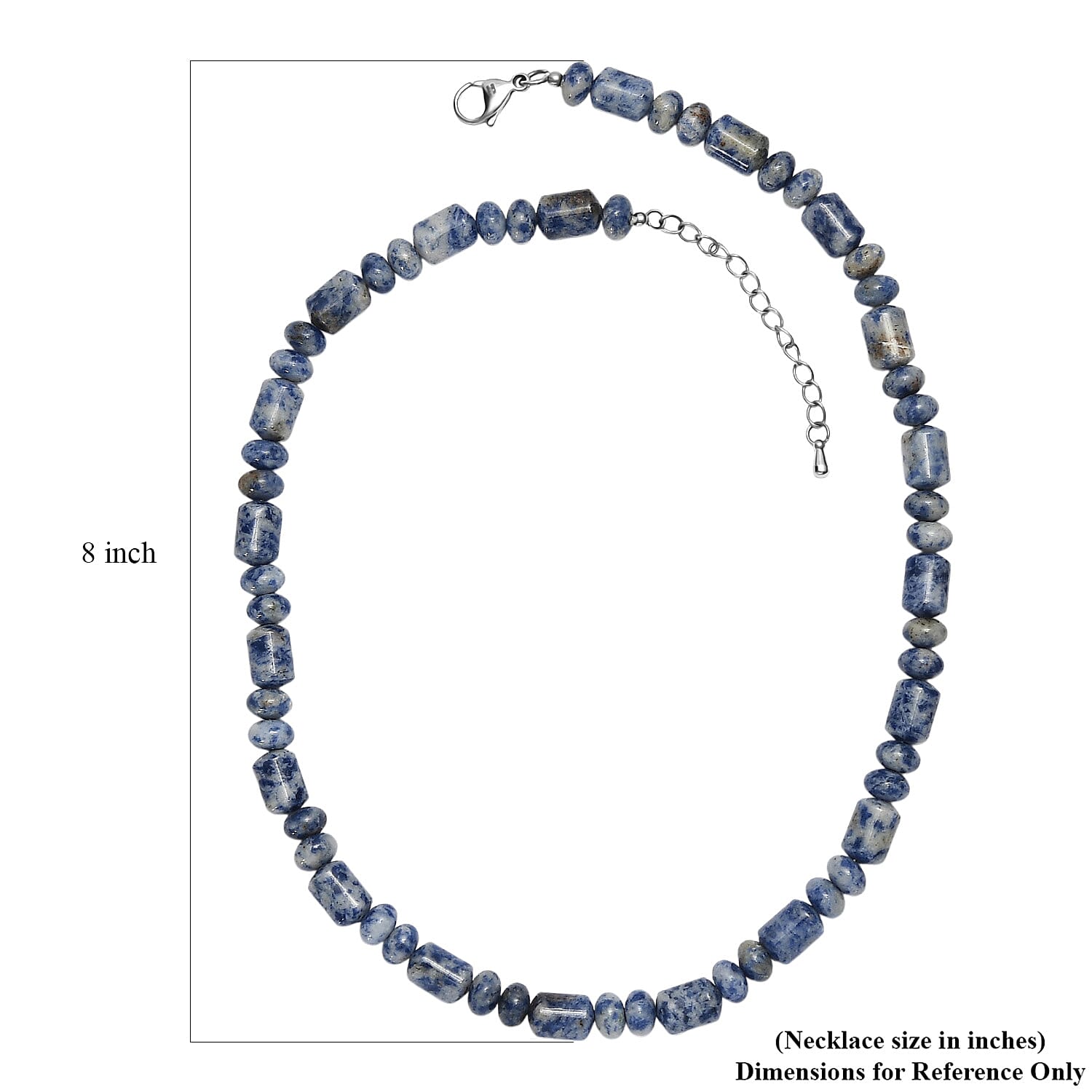 EverTrue Sodalite 265.00 ctw Beaded Necklace in Stainless Steel (18 Inches)