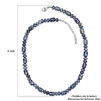 EverTrue Sodalite 265.00 ctw Beaded Necklace in Stainless Steel (18 Inches)