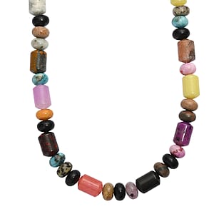 EverTrue Multi Jasper 265.00 ctw Beaded Necklace in Stainless Steel (18 Inches)