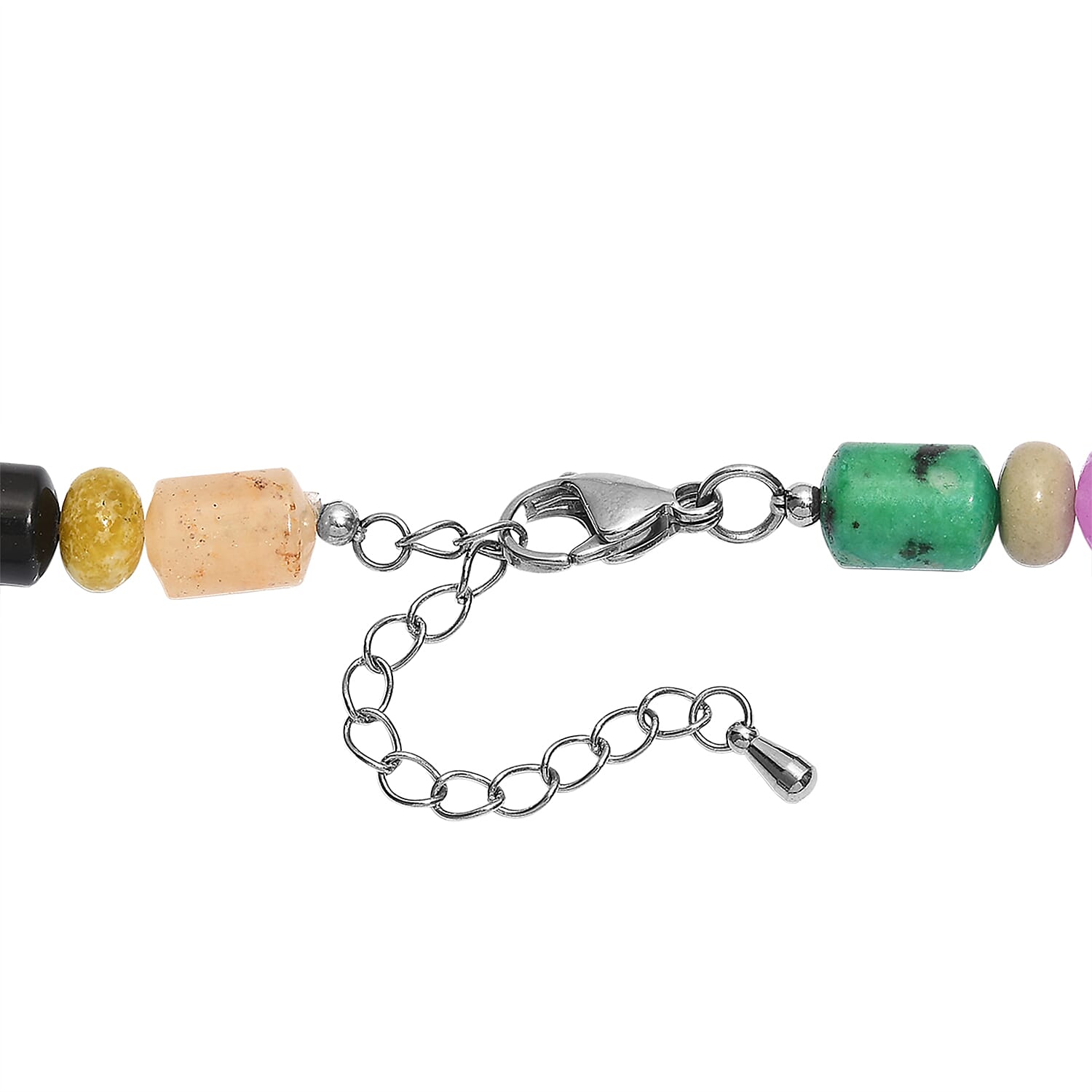 EverTrue Multi Jasper 265.00 ctw Beaded Necklace in Stainless Steel (18 Inches)