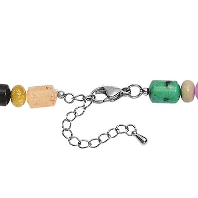 EverTrue Multi Jasper 265.00 ctw Beaded Necklace in Stainless Steel (18 Inches)