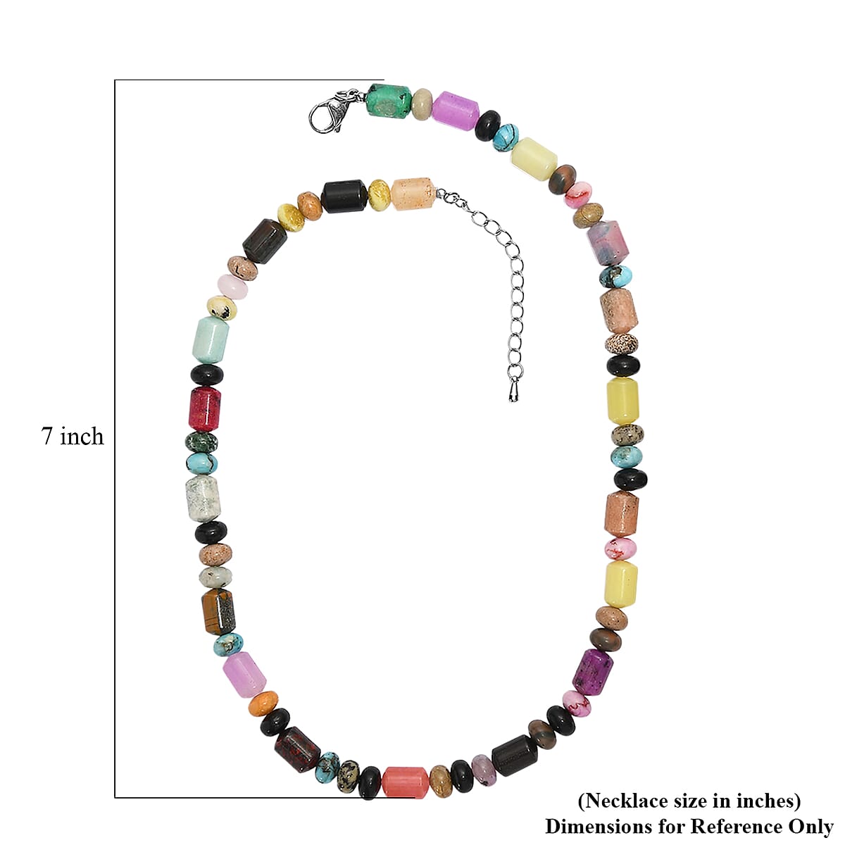 EverTrue Multi Jasper 265.00 ctw Beaded Necklace in Stainless Steel (18 Inches) image number 5