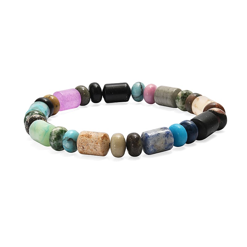 Multi Jasper 100.00 ctw Beaded Stretch Bracelet