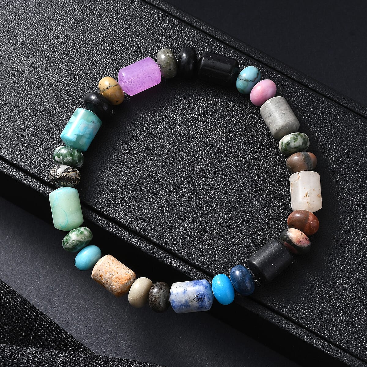  Multi Jasper 100.00 ctw Beaded Stretch Bracelet image number 1