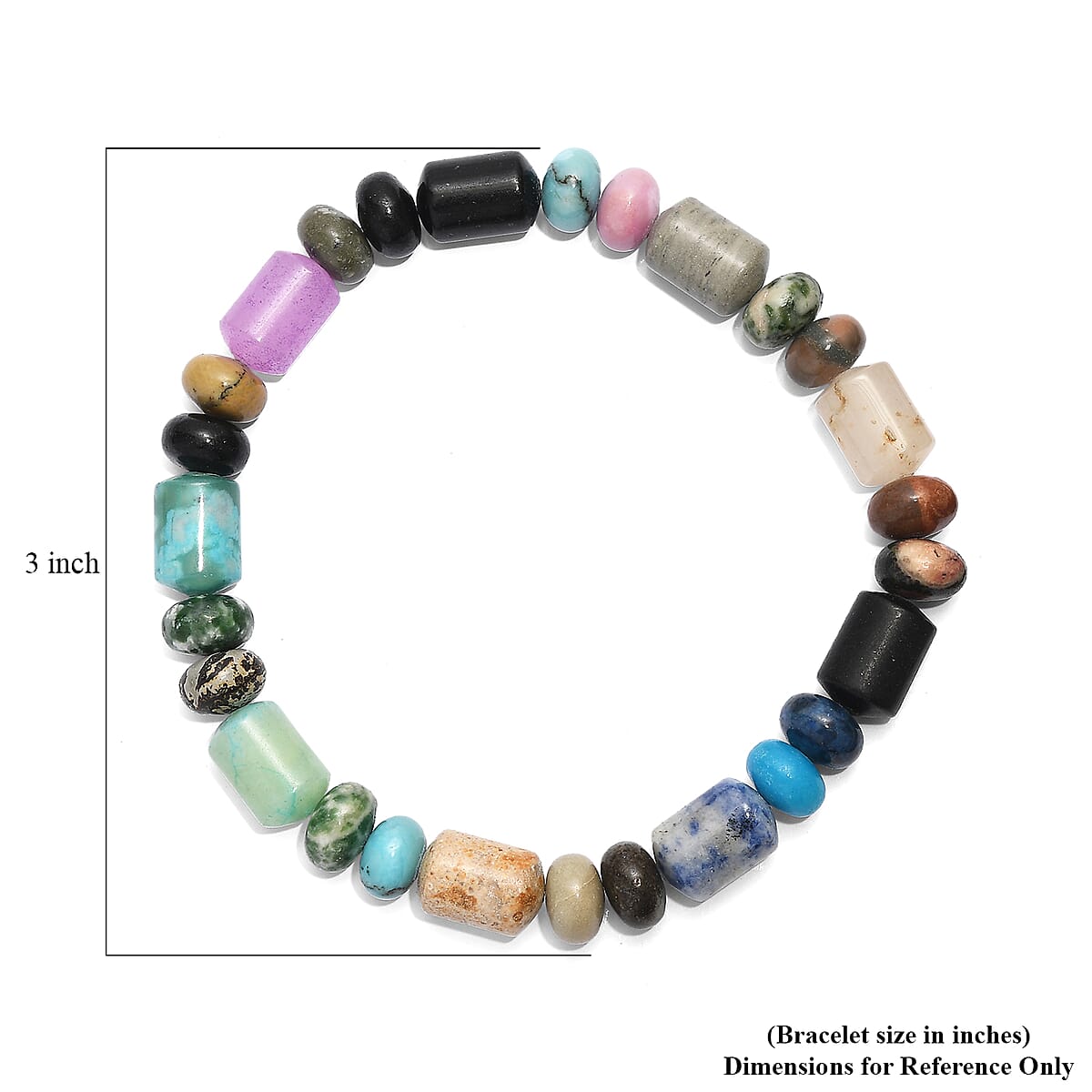  Multi Jasper 100.00 ctw Beaded Stretch Bracelet image number 4