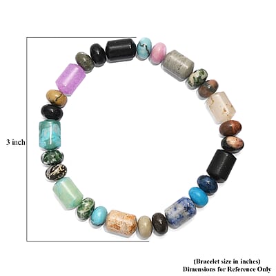 Multi Jasper 100.00 ctw Beaded Stretch Bracelet