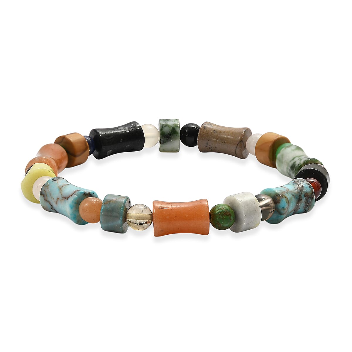 Multi Jasper and Multi Gemstone 85.00 ctw Beaded Stretch Bracelet image number 0