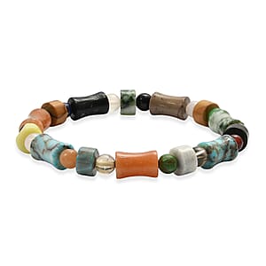 Multi Jasper and Multi Gemstone 85.00 ctw Beaded Stretch Bracelet