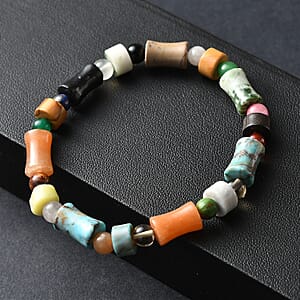Multi Jasper and Multi Gemstone 85.00 ctw Beaded Stretch Bracelet