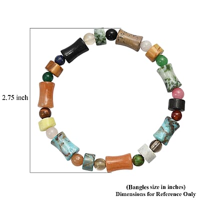 Multi Jasper and Multi Gemstone 85.00 ctw Beaded Stretch Bracelet
