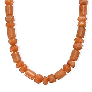 Red Aventurine 500.00 ctw Tumble and Beaded Necklace in Platinum Bond 20 Inches