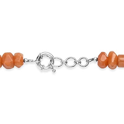 Red Aventurine 500.00 ctw Tumble and Beaded Necklace in Platinum Bond 20 Inches