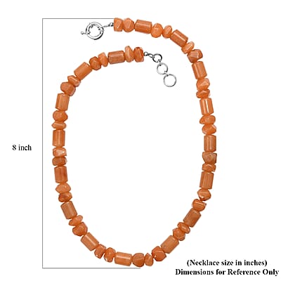 Red Aventurine 500.00 ctw Tumble and Beaded Necklace in Platinum Bond 20 Inches