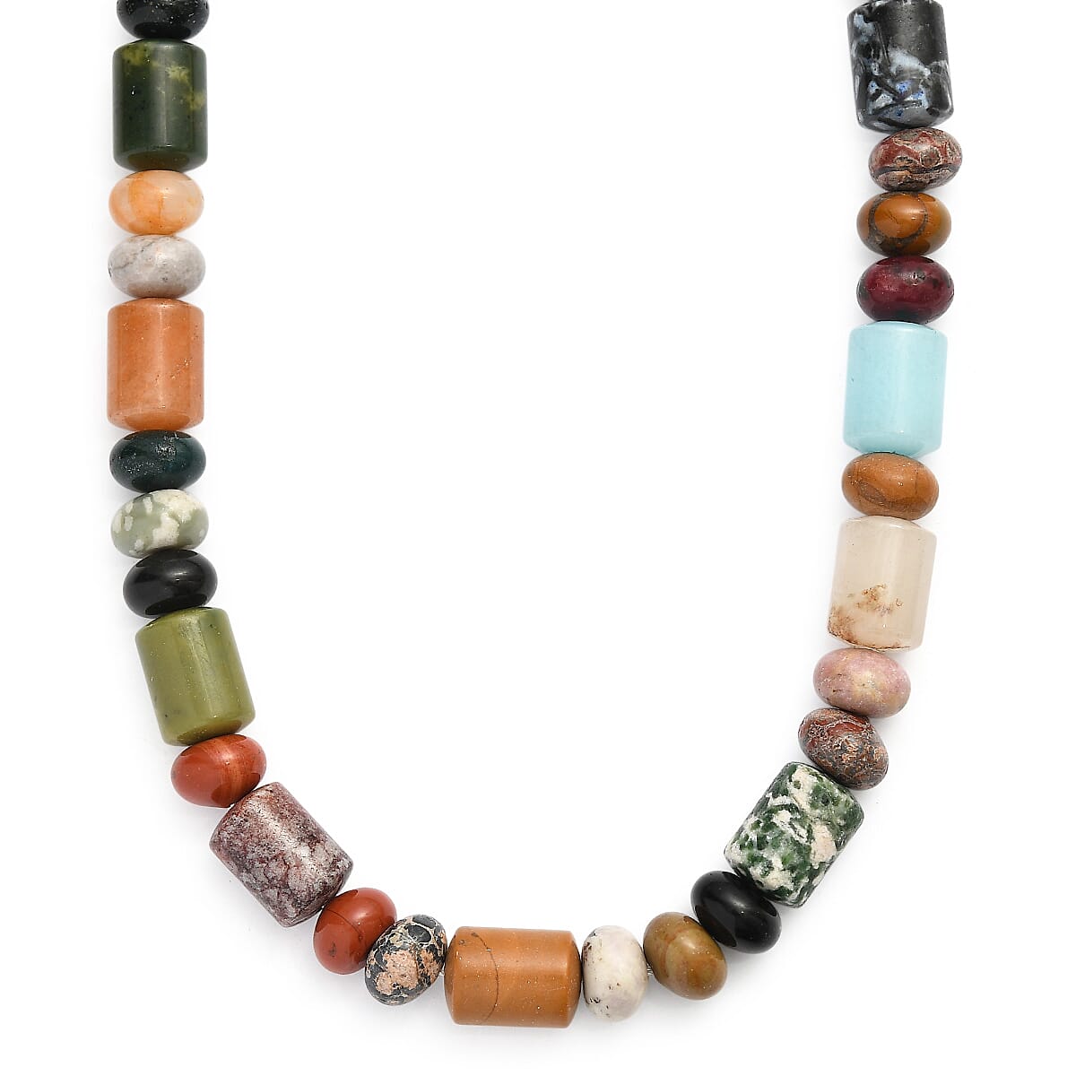 Multi Jasper 420.00 ctw Necklace in Platinum Bond 20 Inches image number 0
