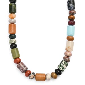 Multi Jasper 420.00 ctw Necklace in Platinum Bond 20 Inches