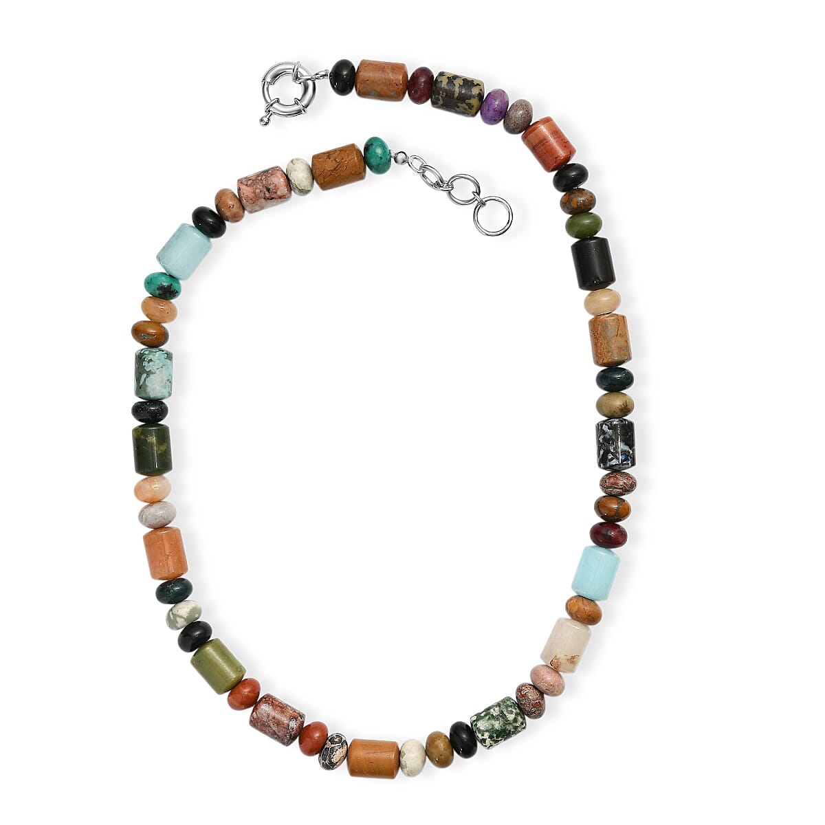 Multi Jasper 420.00 ctw Necklace in Platinum Bond 20 Inches image number 3