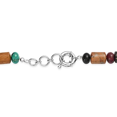 Multi Jasper 420.00 ctw Necklace in Platinum Bond 20 Inches