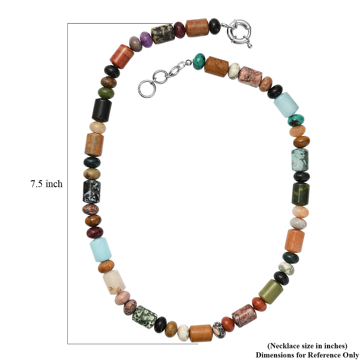 Multi Jasper 420.00 ctw Necklace in Platinum Bond 20 Inches image number 5