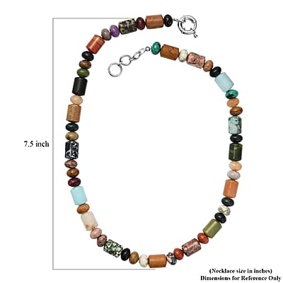 Multi Jasper 420.00 ctw Necklace in Platinum Bond 20 Inches